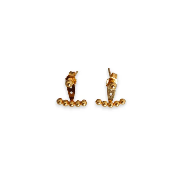 22K 916 Convertible Beaded Bar Stud Earrings (2.23g)