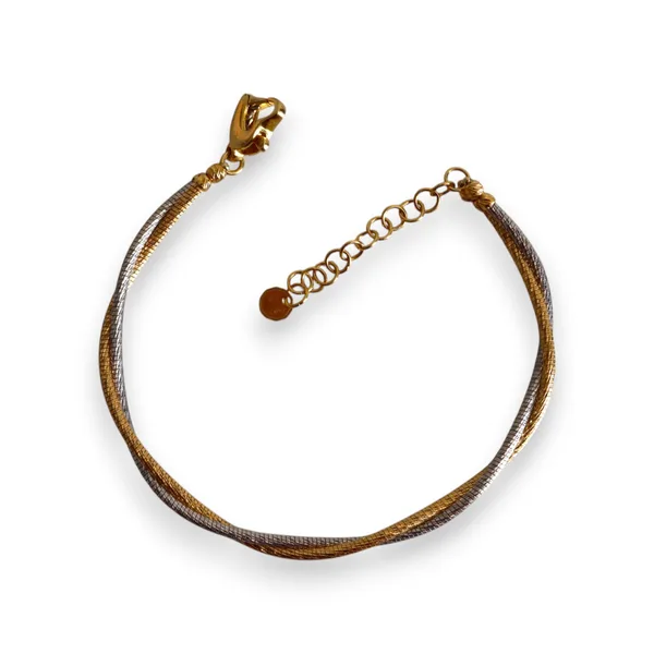 916 Gold Two-Tone Soft Bangle Bracelet (Adjustable - 11.85g)